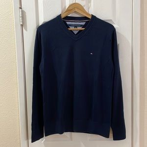 Tommy Hilfiger Dark Blue Cotton V-Neck Sweater (Men’s L)